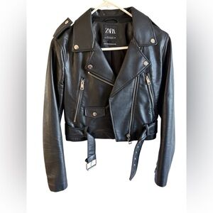 Zara Faux Leather Cropped Jacket Size Small